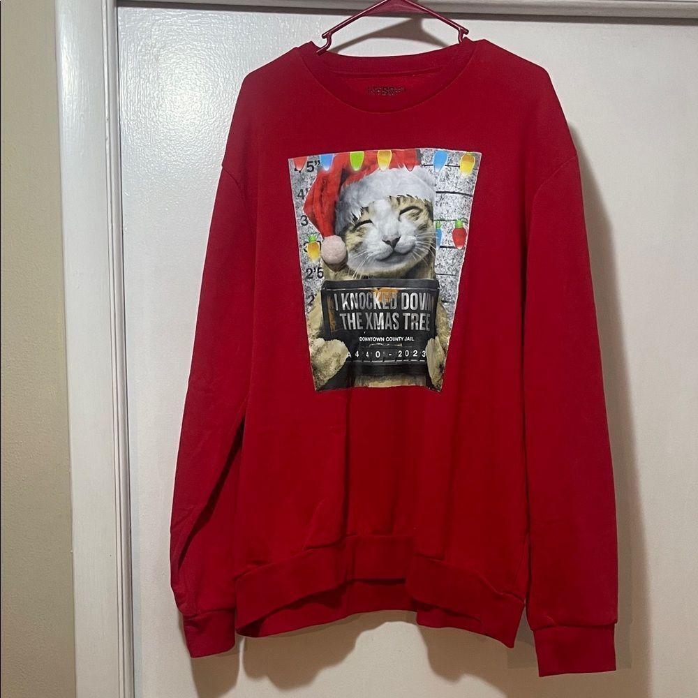 Red Cat Christmas Sweatshirt  size XXL